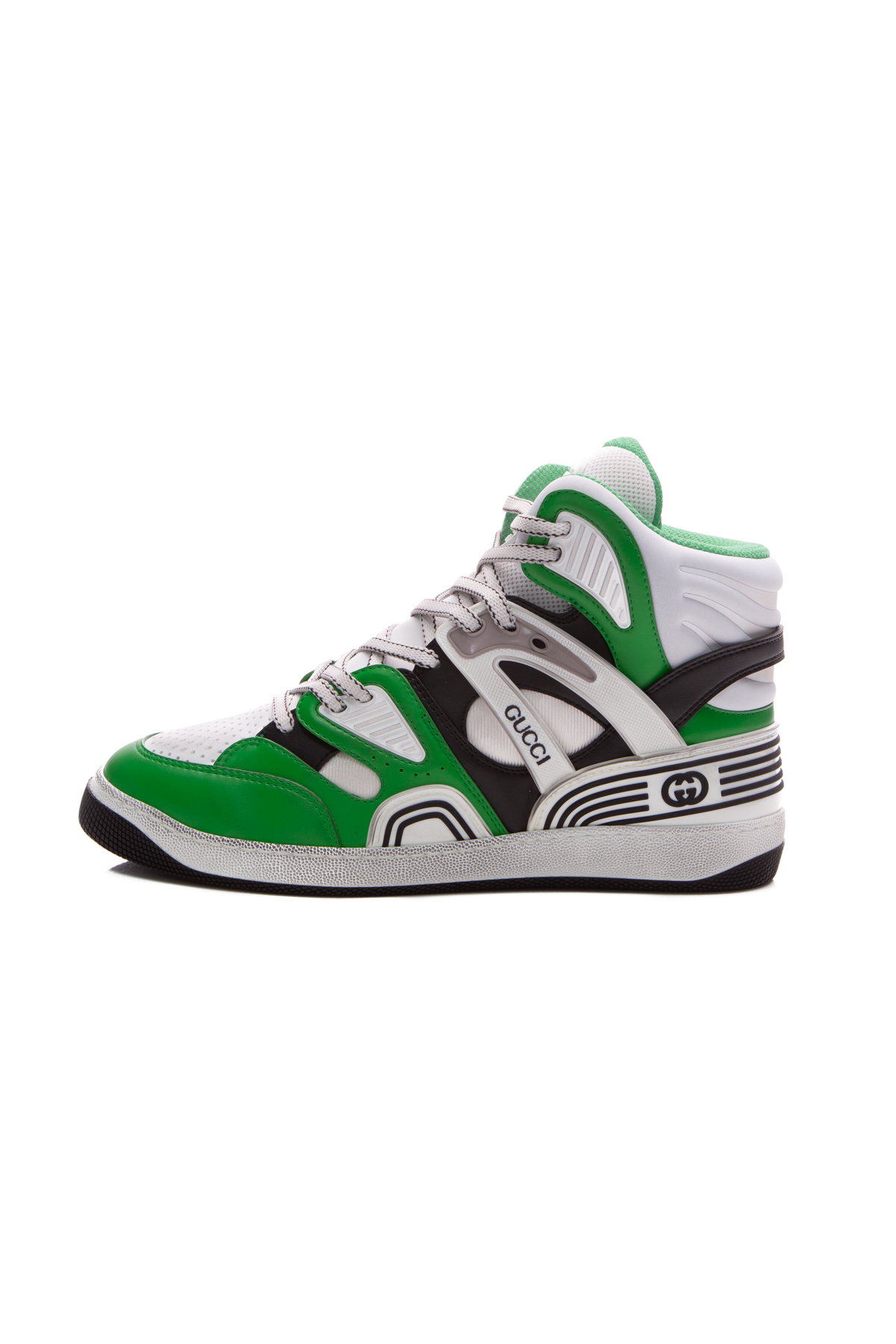 Gucci Green White Basket High Top Sneakers Couture USA