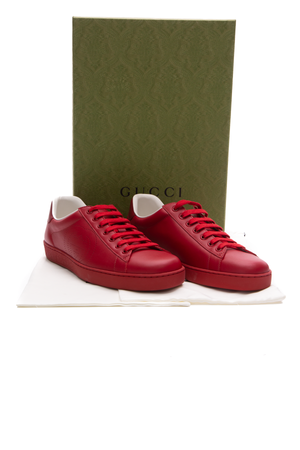 Gucci Red Perforated GG Ace Sneaker - US SIze 9.5