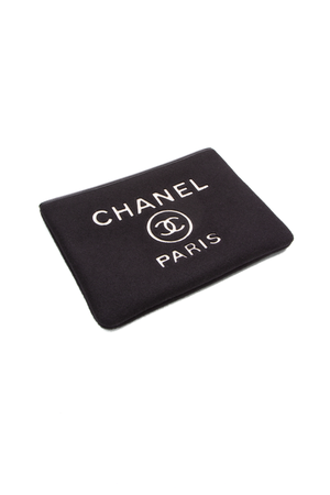 Chanel Black Wool Deauville Pouch