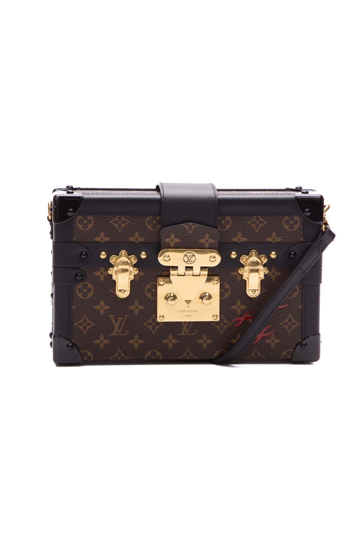 Louis Vuitton Black Fleur Monogram Vernis Petite Malle Bag | Yoogi's Closet