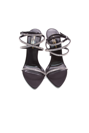 Saint Laurent Black Satin Georgia Sandals - Size 37