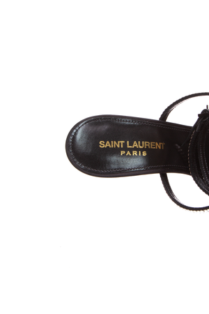 Saint Laurent Black Satin Georgia Sandals - Size 37