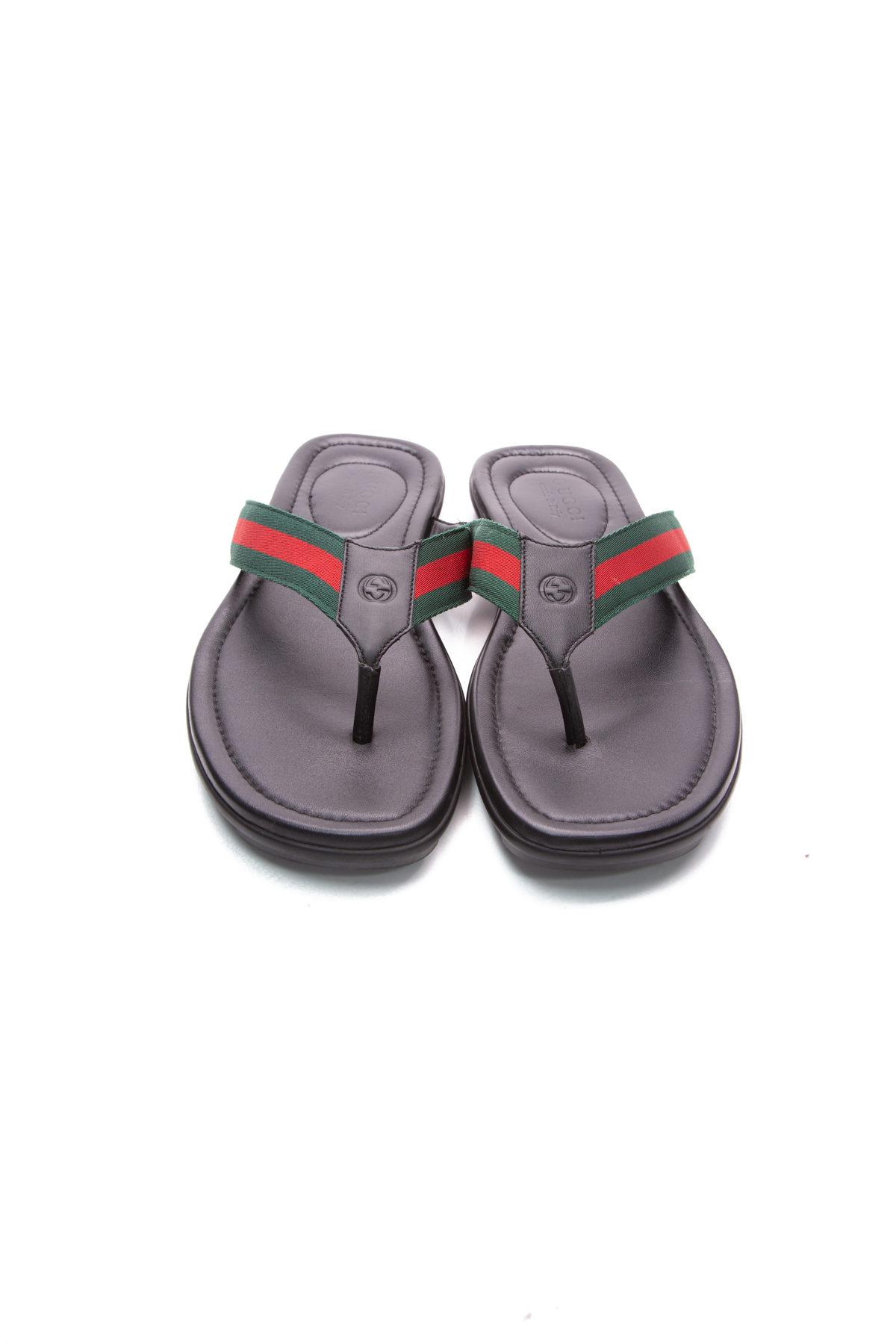 Gucci Black Mens Web Thong Sandals - Size US 11