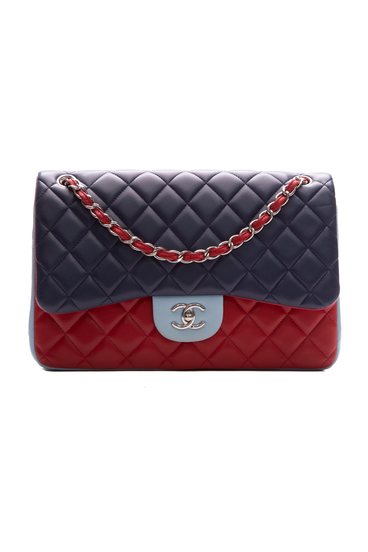 chanel tricolor classic double flap bag