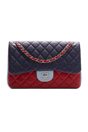 Chanel Blue/red Tricolor Double Flap Bag