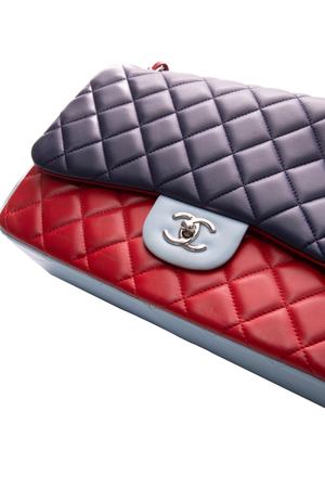 Chanel Blue/red Tricolor Double Flap Bag