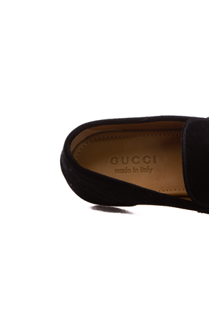 Men's Gucci Black Suede Jordaan Loafers - Size US 6.5