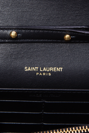 Saint Laurent Black Embossed Chain Wallet