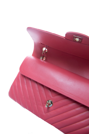 Chanel Pink Chevron Double Flap Bag