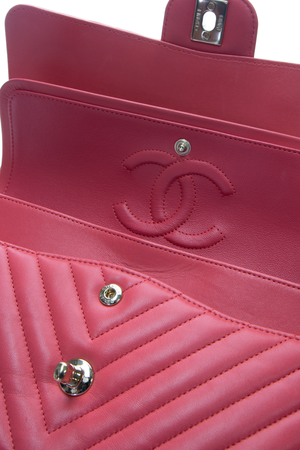 Chanel Pink Chevron Double Flap Bag