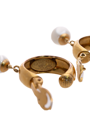 Chanel Gold Pearl Hoop Clip-on Earring