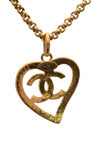 Chanel Gold CC Heart Necklace
