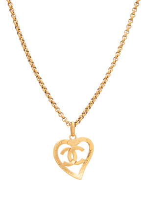 Chanel Gold CC Heart Necklace