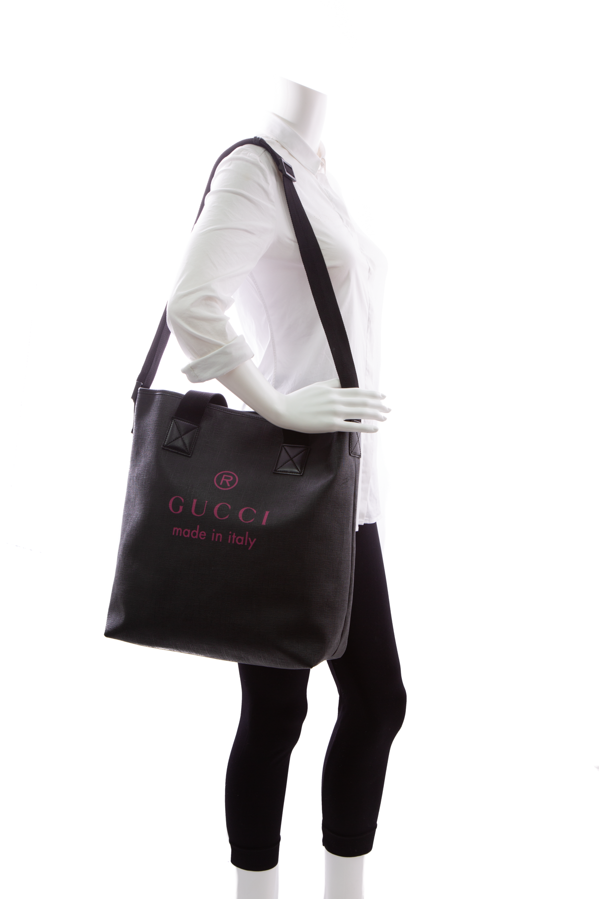 Gucci Black Logo Canvas Tote Bag