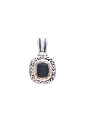 David Yurman Slvr/Gld Onyx Albion Pendant