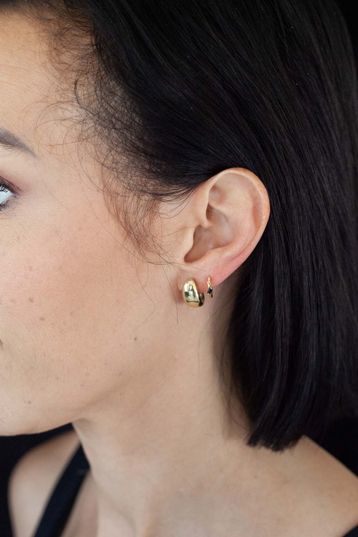 Blue Sapphire Huggie Earrings