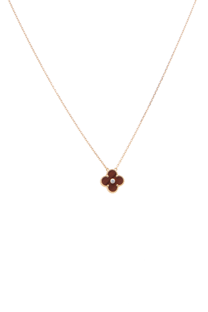 Van-Cleef-&-Arpels-Rose-Gold- Letterwood-Alhambra-Necklace-286190