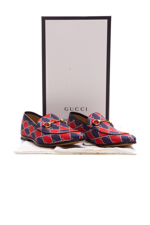Gucci Navy/Red Mens Horsebit Loafers - US Size 8