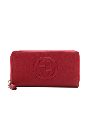 Gucci Red Soho Zip Around Wallet