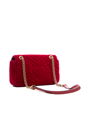 Gucci Red Velvet Marmont Flap Bag 
