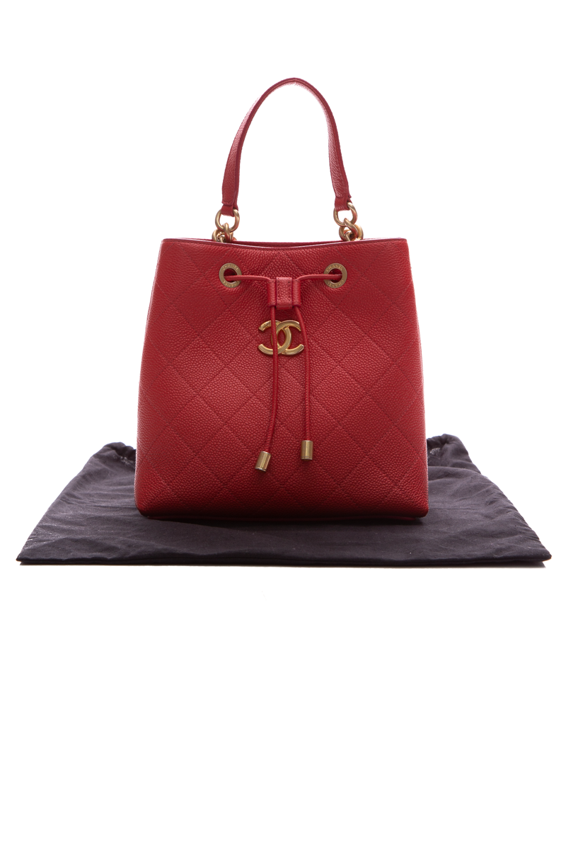 Chanel Red Caviar Bucket Bag