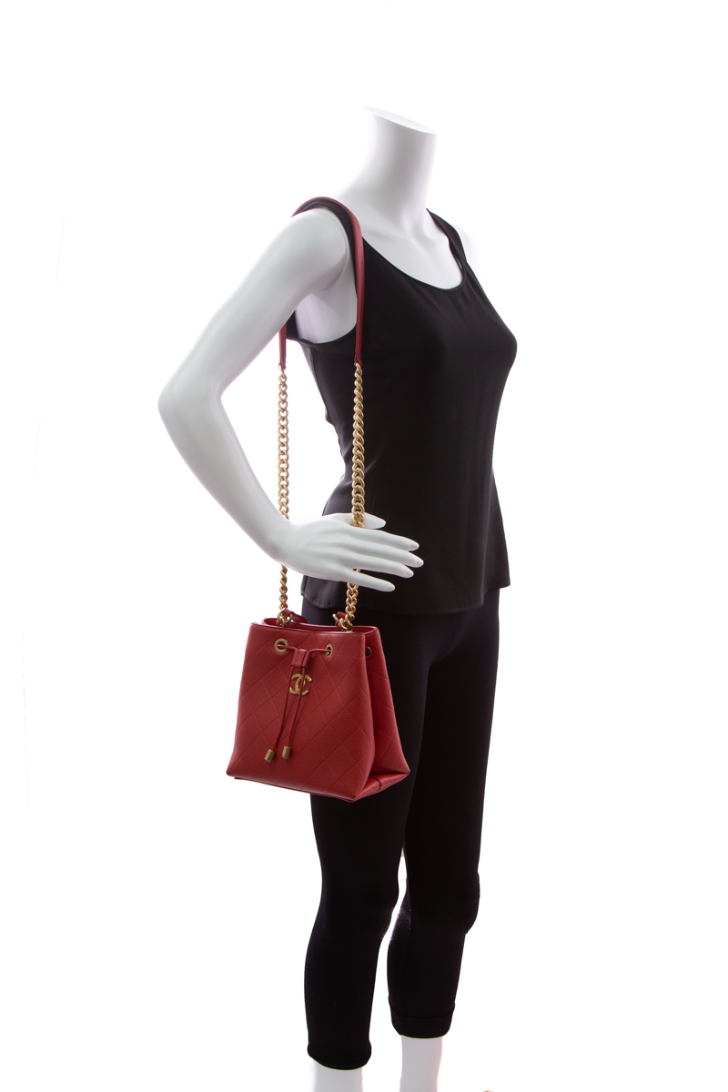 Chanel Red Caviar Bucket Bag