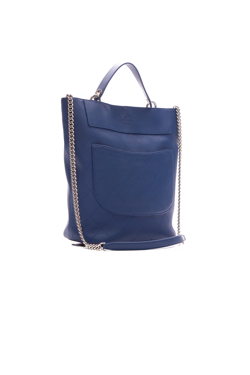 Chanel Blue CC Top Handle Bucket Bag