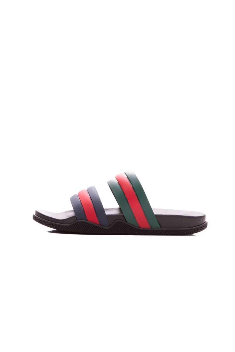 Gucci Men s Rubber Web Slide Sandals Size US 7.5 Couture USA