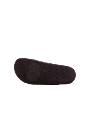 Gucci Black Rubber Web Slide Sandals  - US Size 7.5