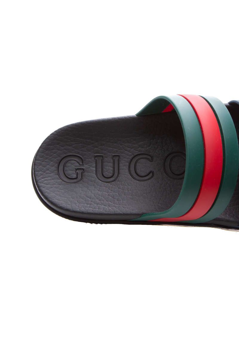 Black gucci web slides sales