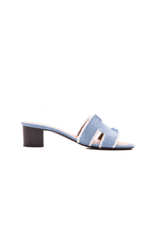 Hermes BleuClai Denim Oasis Sandals - Size 35