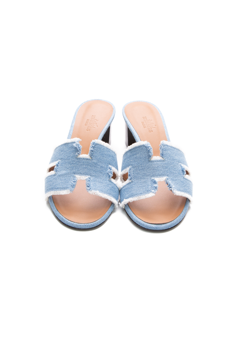 Hermes BleuClai Denim Oasis Sandals -Size 35