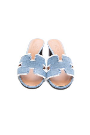 Hermes BleuClai Denim Oasis Sandals - Size 35