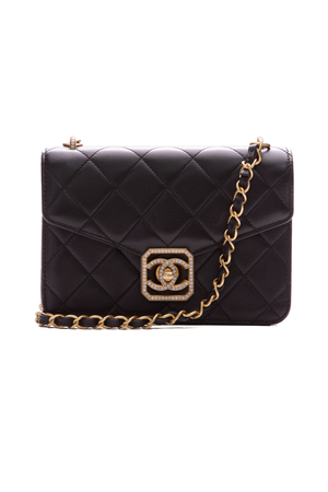  Chanel Black Crystal CC Flap Bag