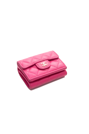 Chanel Pink Caviar Compact Wallet 