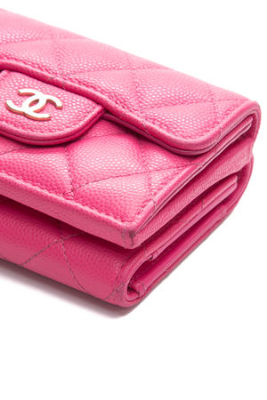 Chanel Pink Caviar Compact Wallet 