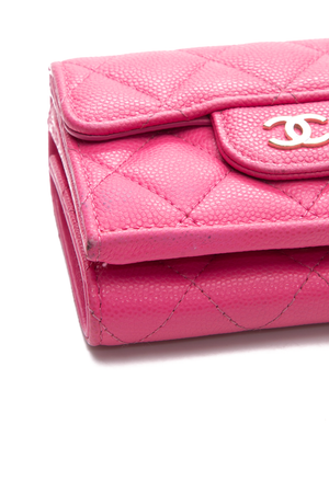 Chanel Pink Caviar Compact Wallet 