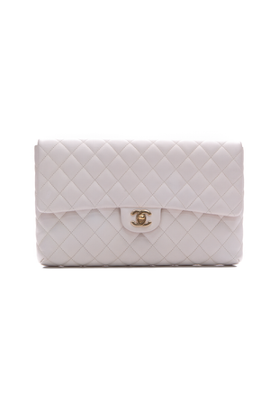 Chanel White Caviar CC Flap Clutch