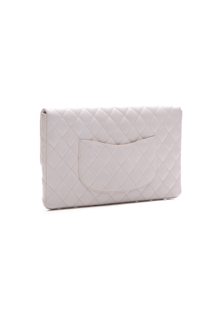 Chanel White Caviar CC Flap Clutch