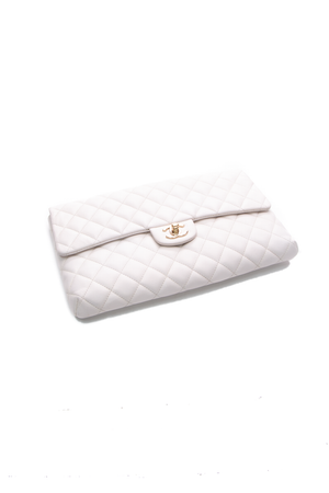 Chanel White Caviar CC Flap Clutch