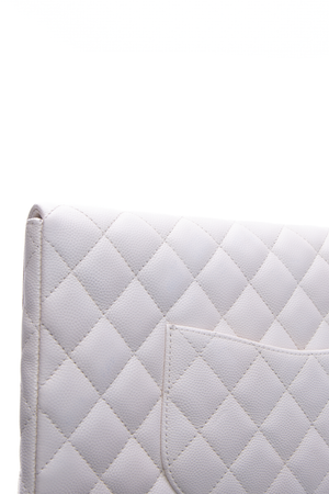 Chanel White Caviar CC Flap Clutch