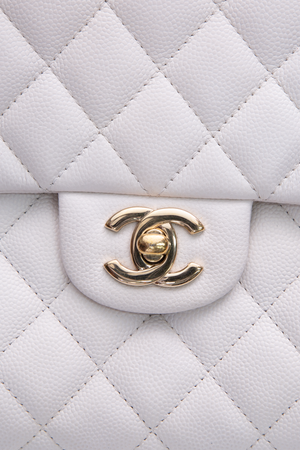 Chanel White Caviar CC Flap Clutch