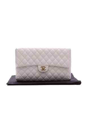 Chanel White Caviar CC Flap Clutch