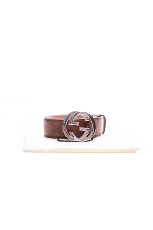Gucci Brown Guccissima Interlocking G Belt - Size 38