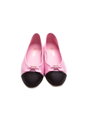 Chanel Cap Toe Bow Ballet Flats - Size 38.5