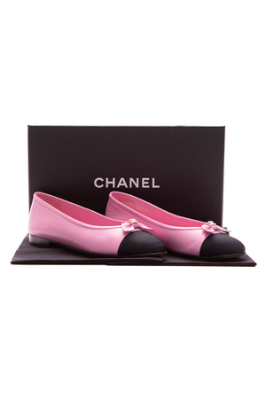 Chanel Cap Toe Bow Ballet Flats - Size 38.5