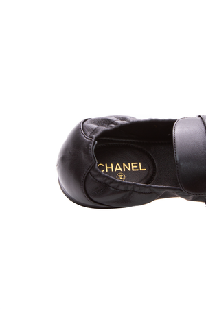 Chanel Beaded CC Elastic Loafers - Size 35.5