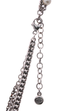 Chanel Silver Pearl Multi-Chain Necklace