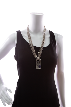 Chanel Silver Pearl Multi-Chain Necklace