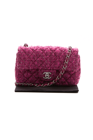 Chanel Pink Tweed Rectagular Flap Bag 